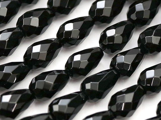 Onyx  Vertical Hole Faceted Drop 12x8x8mm half or 1strand beads (aprx.15inch/36cm)