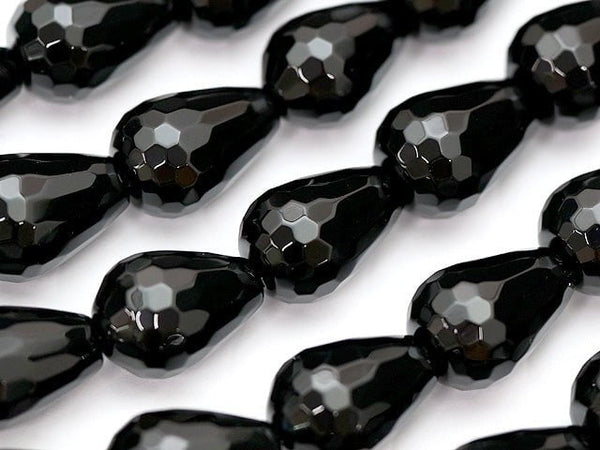 Onyx  Vertical Hole Faceted Drop 18x13x13mm half or 1strand beads (aprx.15inch/36cm)