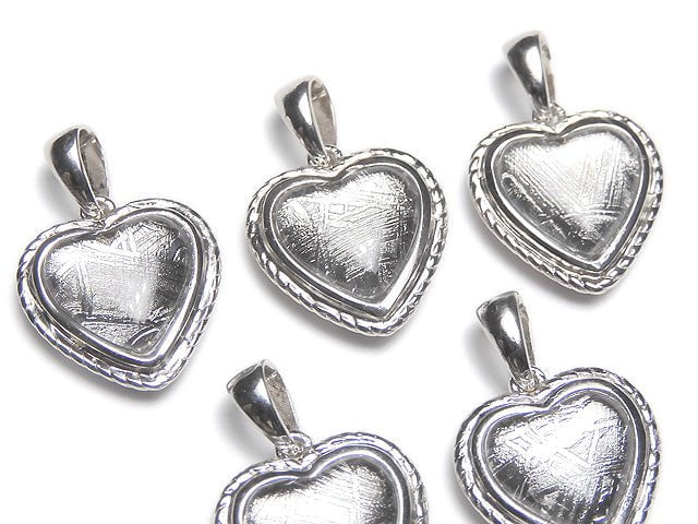 Meteorite (Muonionalusta) Heart Pendant 14 x 14 x 5 mm Silver 925