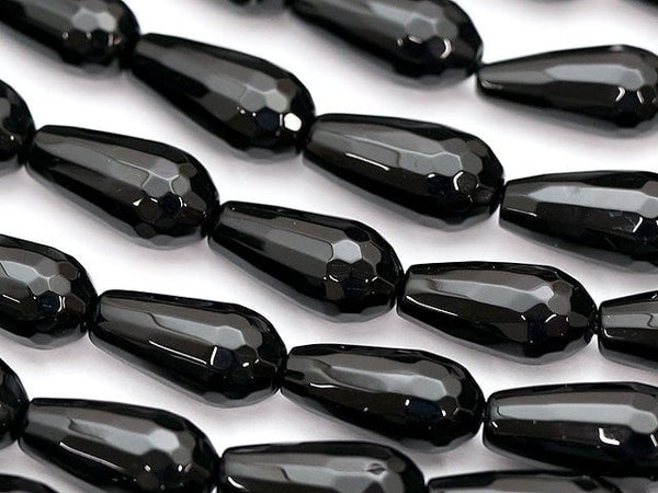 Onyx  Vertical Hole Faceted Drop 16x8x8mm half or 1strand beads (aprx.15inch/36cm)