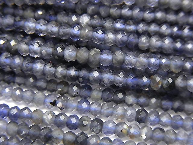 [Video] High Quality! Iolite AAA Faceted Button Roundel 2.5x2.5x1.5mm 1strand beads (aprx.12inch / 30cm)