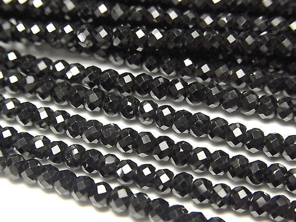 [Video] High Quality! 2strand $7.79! Black Spinel AAA++ Faceted Button Roundel 3x3x2mm 1strand beads (aprx.15inch / 38cm)
