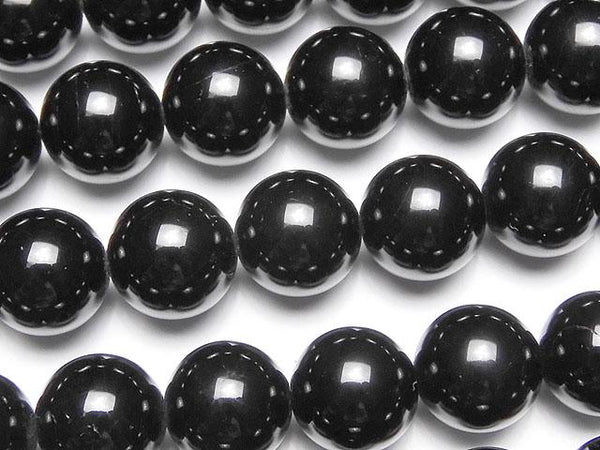 Black Tourmaline AAA Round 10 mm half or 1 strand beads (aprx.15 inch / 38 cm)