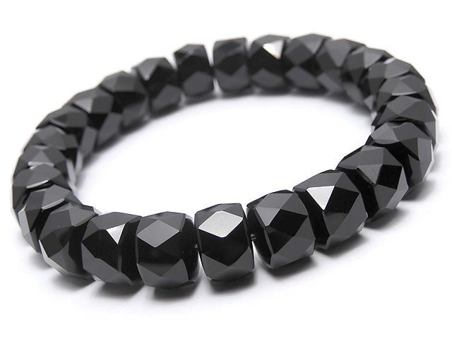 High Quality!  Onyx AAA Faceted Button Roundel 12x12x8mm Bracelet