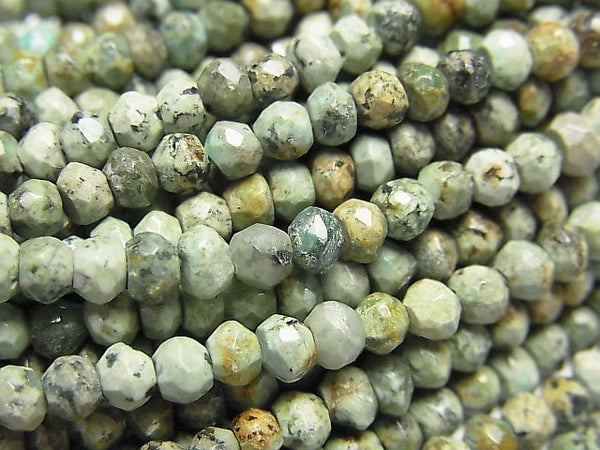 [Video] African Turquoise  Small Size Faceted Button Roundel  1strand beads (aprx.13inch/32cm)