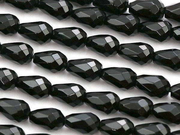 Onyx  Vertical Hole Faceted Drop 9x6x6mm 1strand beads (aprx.15inch/37cm)