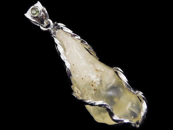 [Video] [One of a kind] Libyan Desert Glass Pendant Silver925 NO.213 with Rough Rock Nugget Moldavite