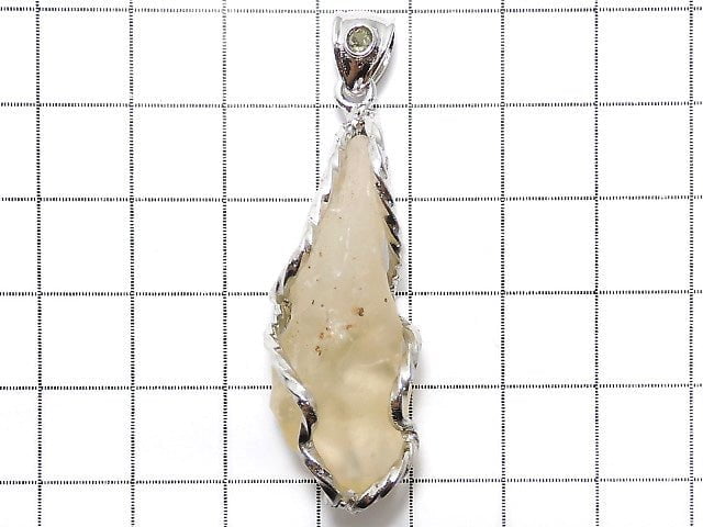 [Video] [One of a kind] Libyan Desert Glass Pendant Silver925 NO.213 with Rough Rock Nugget Moldavite