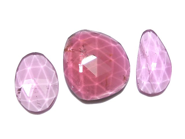 [Video] [One of a kind] High Quality Tourmaline AAA Freeform (One side Faceted) 3pcs set NO.25