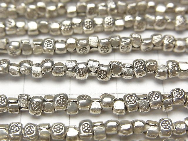 Karen Hill Tribe silver ornament Roundel 4 x 3 x 3 mm 1/4 or 1strand beads (aprx.15 inch / 38 cm)