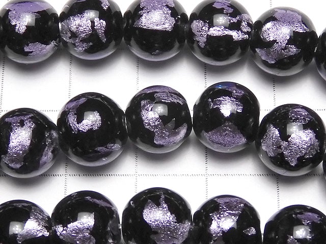 Lampwork Beads Round 10 mm [purple] 1/4 or 1strand beads (aprx.14 inch / 34 cm)