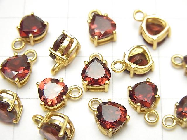 [Video]High Quality Mozambique Garnet AAA Bezel Setting Chestnut Faceted 6-7mm [One Side] 18KGP 2pcs