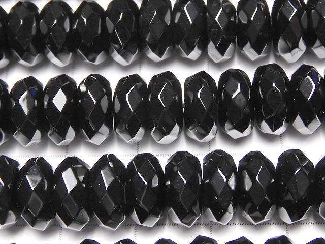 Onyx  Faceted Button Roundel 10x10x5mm half or 1strand beads (aprx.15inch/36cm)