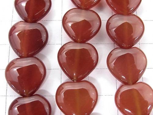 Red agate heart shape 14 x 14 x 6 mm half or 1 strand beads (aprx. 14 inch / 34 cm)