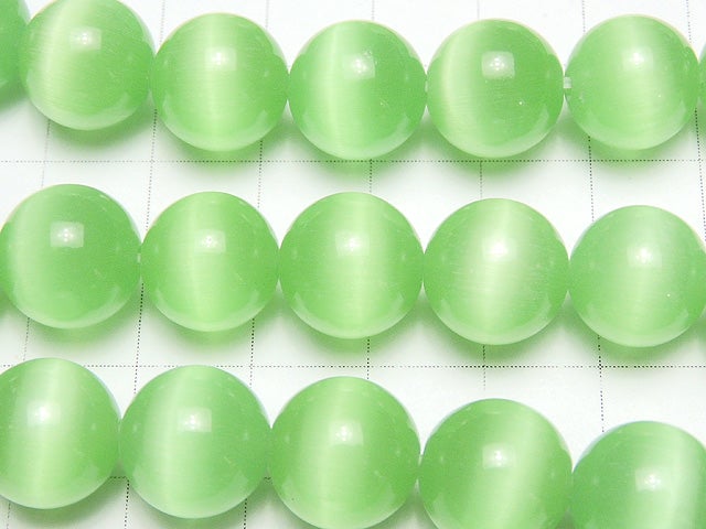 1strand $4.79! Pastel Green Color Cat's Eye (Glass) Round 12mm 1strand beads (aprx.14inch / 34cm)