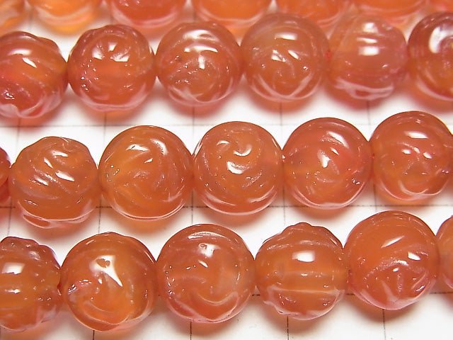 [Video] Carnelian AAA Round Rose Cut 10mm half or 1strand beads (aprx.14inch/35cm)