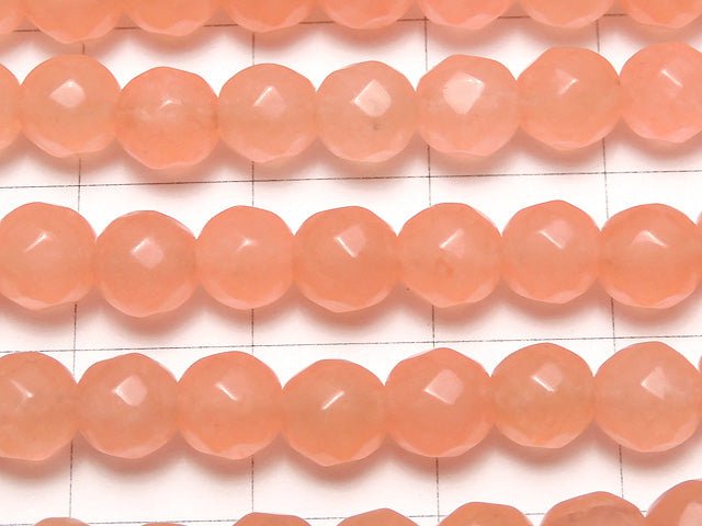 1strand $6.79! Pink Orange Jade 64Faceted Round 6mm 1strand beads (aprx.15inch / 38cm)