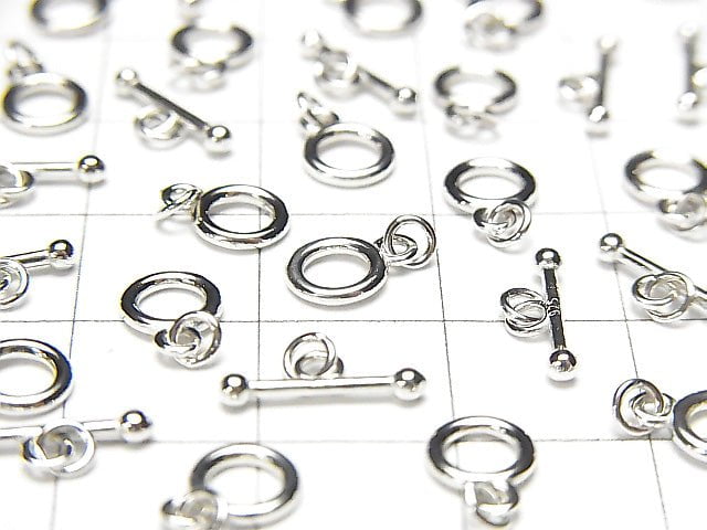 Silver925 Toggle 6mm, 9mm Rhodium Plated 1pair with Jump Ring
