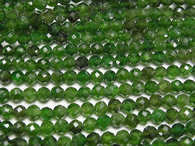 [Video] High Quality! Chrome Diopside AA++ Faceted Round 4mm 1strand beads (aprx.15inch / 37cm)