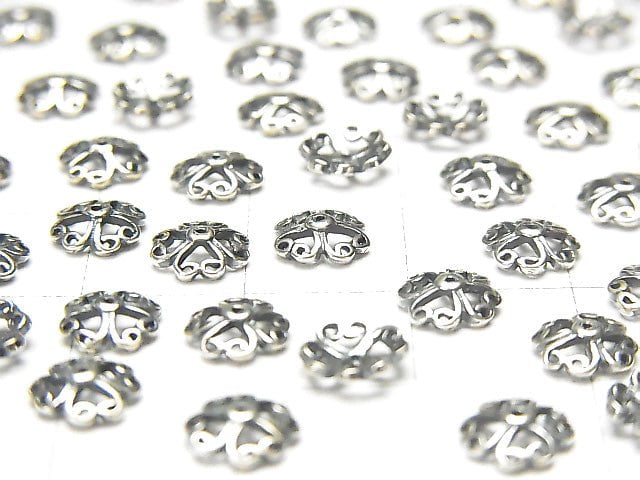 Silver925 Bead cap 6 x 6 x 2 mm Oxidized Finish 10 pcs