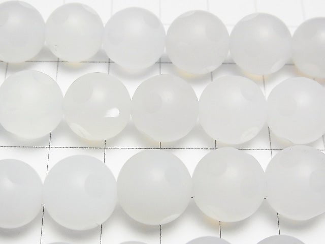 [Video] White Chalcedony polka dot Faceted Round 12 mm half or 1 strand beads (aprx.15 inch / 37 cm)