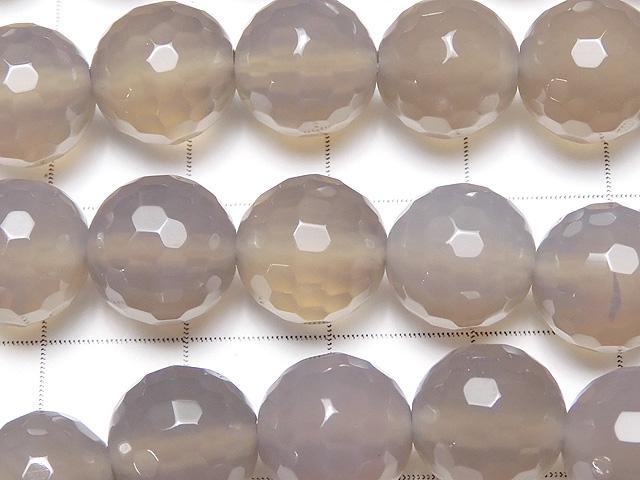 Gray Onyx AAA 128 Faceted Round 10 mm half or 1 strand beads (aprx.15 inch / 36 cm)