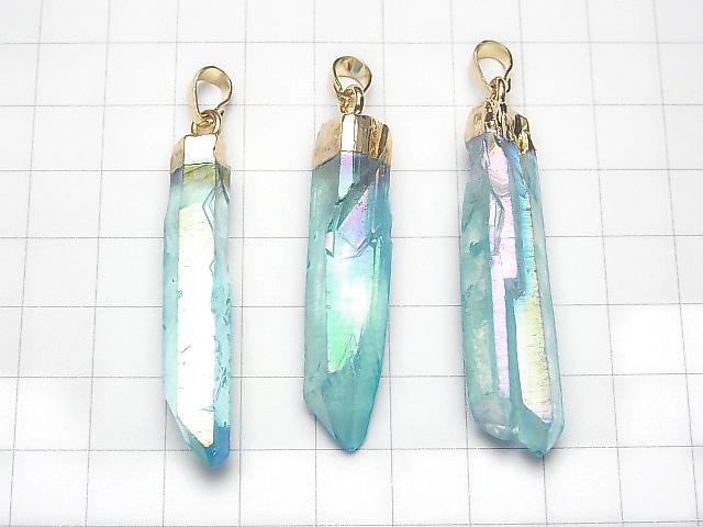 [Video] Crystal AA++ Point Pendant Blue Green & Pink AB Coating 1pc