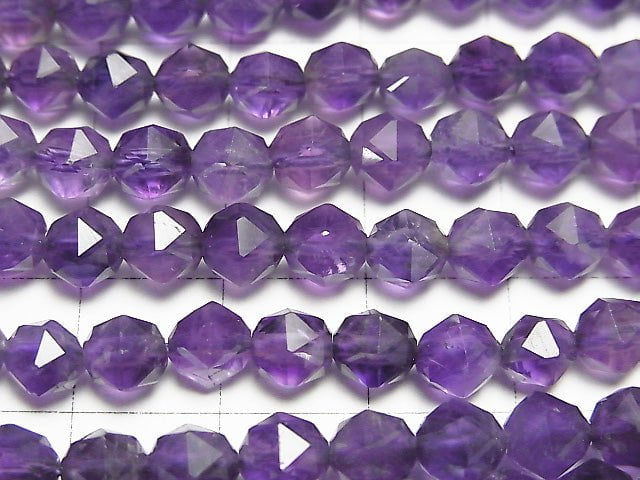 [Video] High Quality! Amethyst AA + Star Faceted Round 6mm half or 1strand beads (aprx.15inch / 36cm)