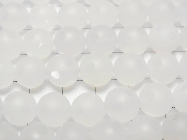 [Video] White Chalcedony polka dot Faceted Round 10mm 1strand beads (aprx.15inch / 37cm)