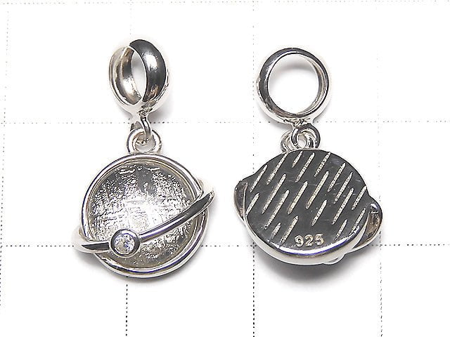 Coin Pendant 10x10x4mm Silver925 with Meteorite CZ