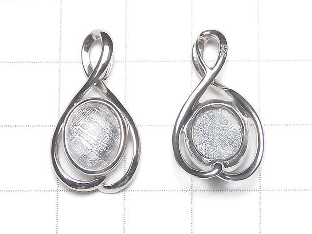 Meteorite (Muonionalusta ) Faceted Oval Pendant 25x14x6mm 1pc  Silver925