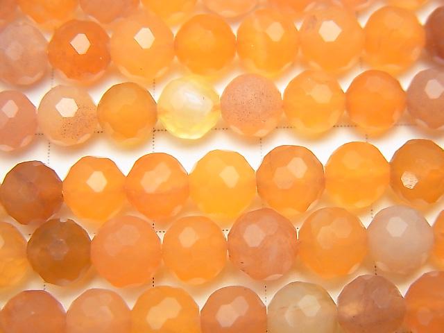 [Video]High Quality! Orange Color Chalcedony 128 Faceted Round 6 mm half or 1 strand beads (aprx.15 inch / 37 cm)