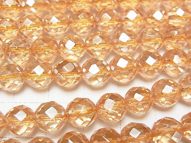 [Video] Golden Aura Crystal Quartz  64Faceted Round 8mm half or 1strand beads (aprx.16inch/39cm)