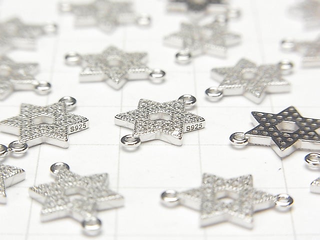 1pc $4.79! Silver925 Joint Part Star Motif (with CZ) 11 x 10 x 2 mm 1 pc