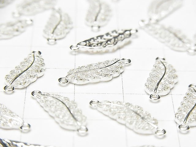 1 pc $3.79! Silver925 Feather 19 x 6 x 2 mm Both Side Charm (with CZ) [No coating] 1 pc