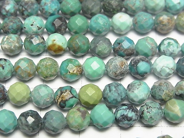 [Video] High Quality! Turquoise AA+ 64Faceted Round 6mm half or 1strand beads (aprx.15inch / 36cm)