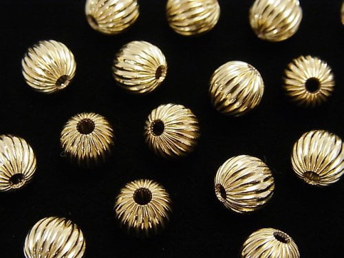 14KGF Line Carved Round (corrugate beads) [6mm][8mm][10mm] 3pcs - !