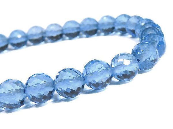 [Video] [One of a kind] High Quality Swiss Blue Topaz AAA Faceted Round 6mm Bracelet NO.3