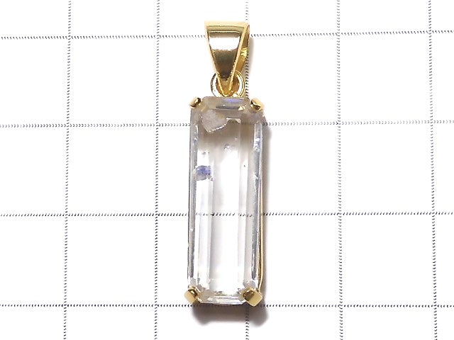 [Video] [One of a kind] Fluorite in Quartz Faceted Tube Pendant 18KGP NO.33