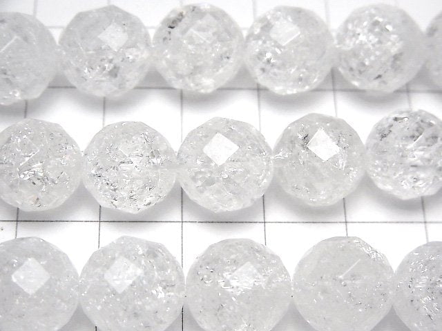 [Video]Cracked Crystal 64Faceted Round 12mm half or 1strand beads (aprx.15inch/37cm)