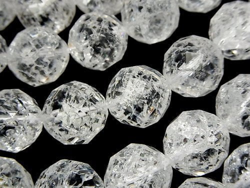 [Video] Cracked Crystal  64Faceted Round 14mm half or 1strand beads (aprx.14inch/35cm)