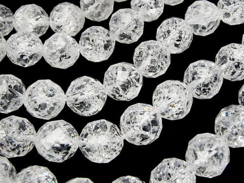 [Video] Cracked Crystal  64Faceted Round 14mm half or 1strand beads (aprx.14inch/35cm)