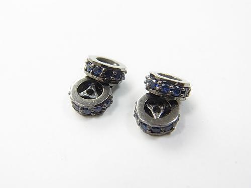 1pc $19.99! Roundel parts with Sapphire 6x6x2 Silver 925 - wholesale gemstone beads, gemstones - kenkengems.com
