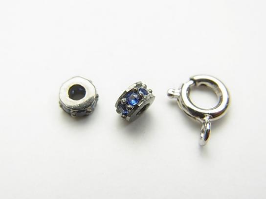 1 pc $15.99! Roundel parts with Sapphire 4 x 4 x 2 Silver 925 - wholesale gemstone beads, gemstones - kenkengems.com
