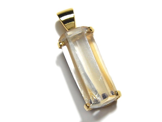 [Video] [One of a kind] Fluorite in Quartz Faceted Tube Pendant 18KGP NO.37