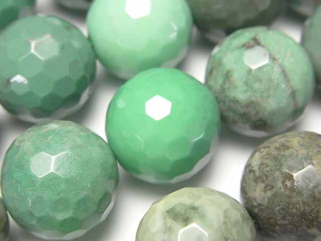 [Video] Natural color green Chalcedony 128 Faceted Round 16 mm half or 1 strand beads (aprx.15 inch / 36 cm)