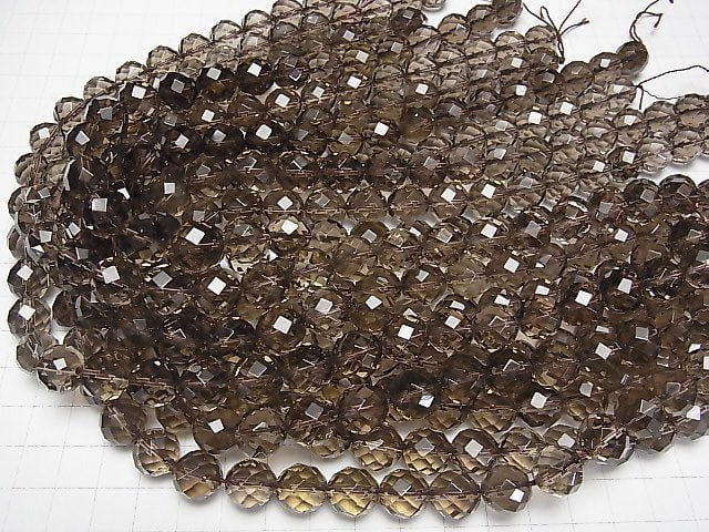 [Video]Smoky Quartz AAA 64Faceted Round 12mm 1/4 or 1strand (aprx.15inch/38cm)