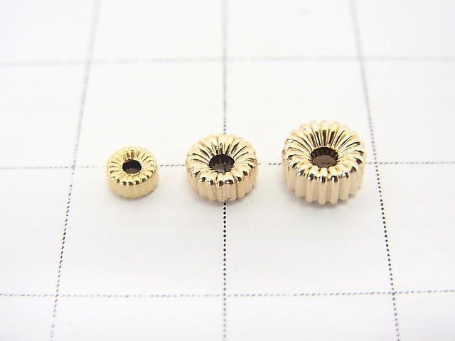 [K14 Yellow Gold] Line Carved Roundel  [3x1.5mm][4x2mm][5x2mm] 1pc