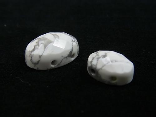 Howlite Magnesite [two holes] Faceted Cabochon [14 x 10] [18 x 13] 2 pcs $2.39 - wholesale gemstone beads, gemstones - kenkengems.com