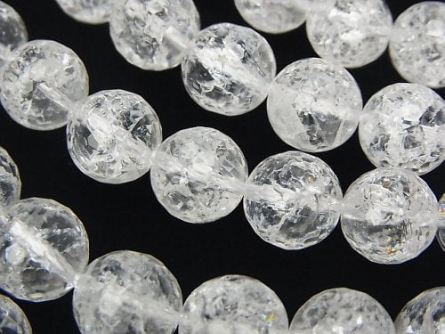 Cracked Crystal  128Faceted Round 10mm half or 1strand beads (aprx.15inch/38cm)